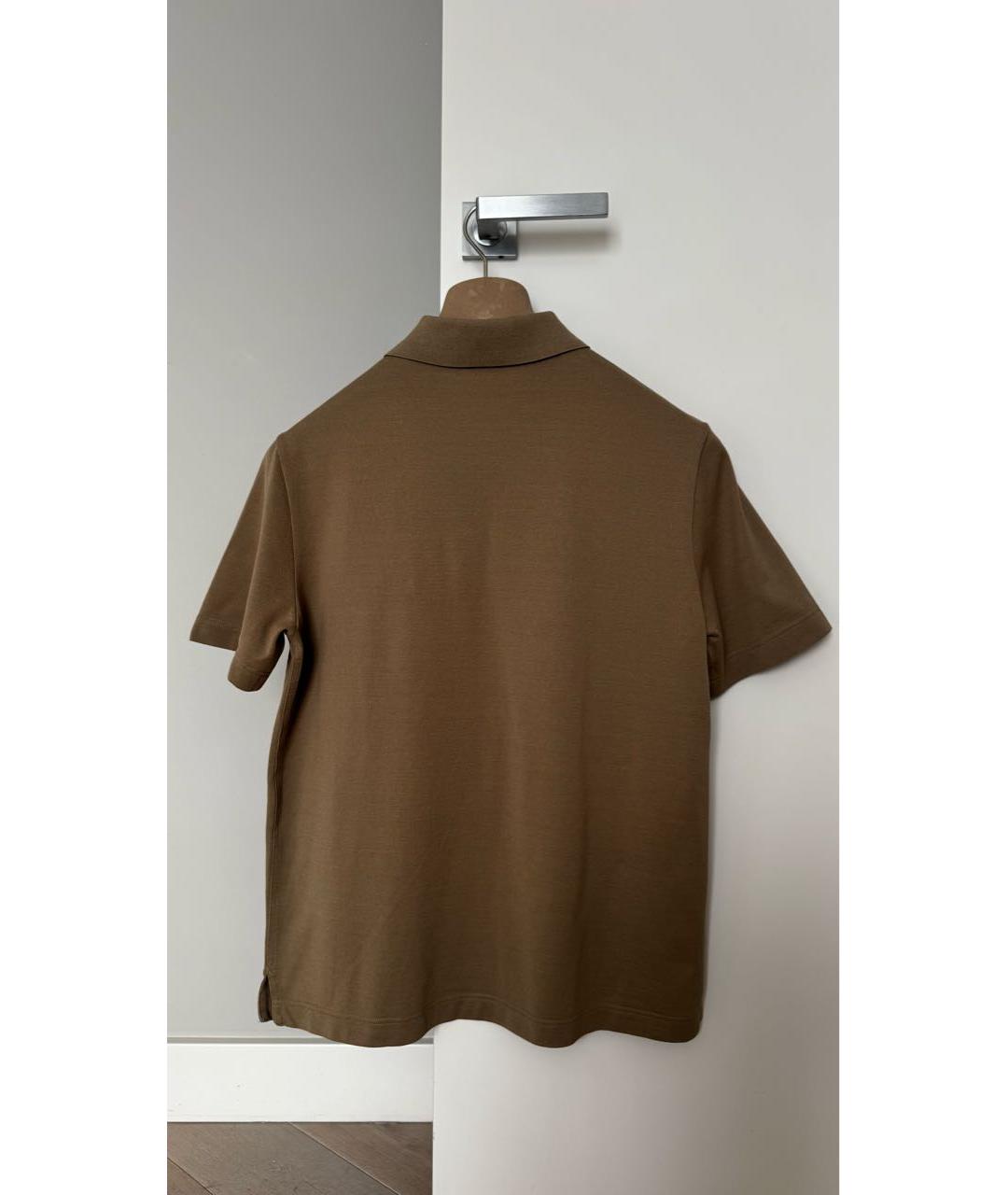 HERMES Коричневое хлопковое поло с коротким рукавом, фото 2