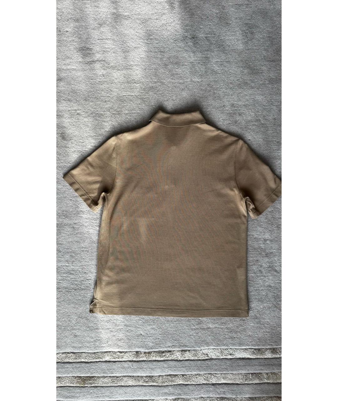 HERMES Коричневое хлопковое поло с коротким рукавом, фото 8