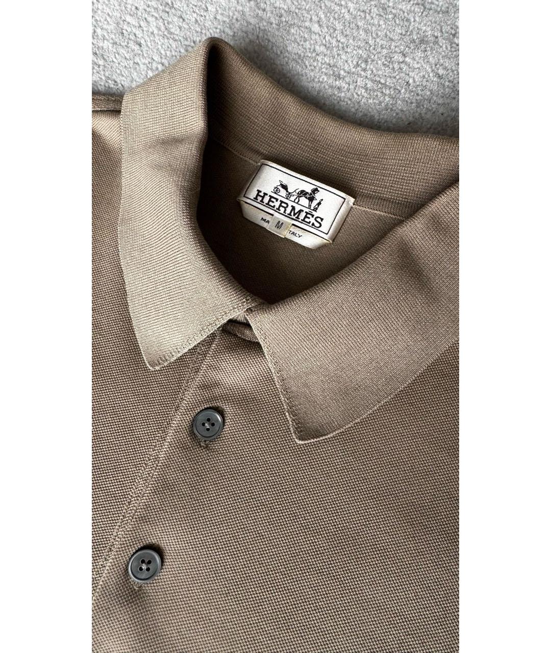 HERMES Коричневое хлопковое поло с коротким рукавом, фото 3