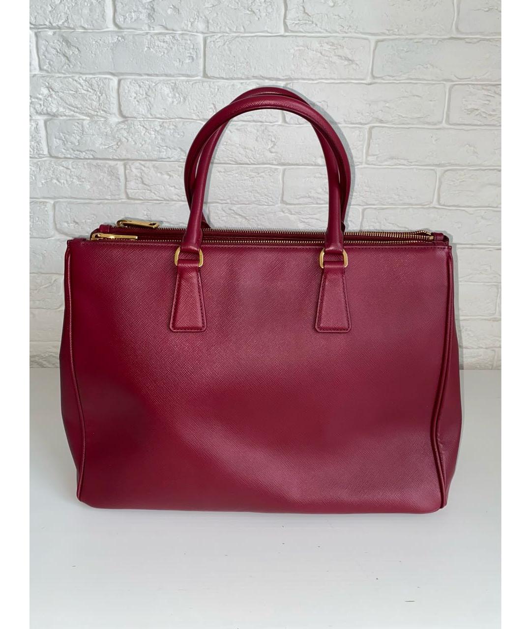PRADA Бордовая кожаная сумка с короткими ручками, фото 2