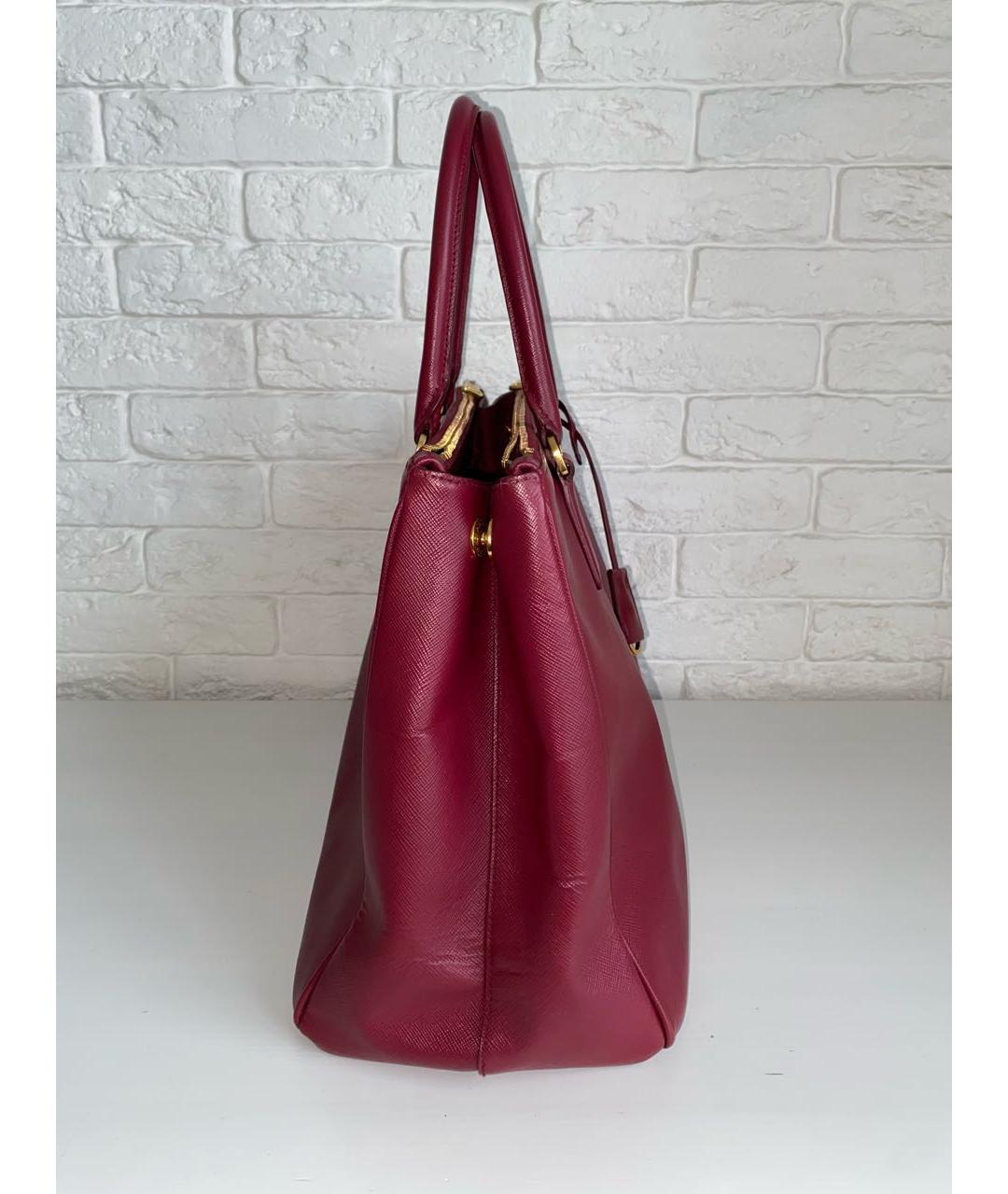 PRADA Бордовая кожаная сумка с короткими ручками, фото 3