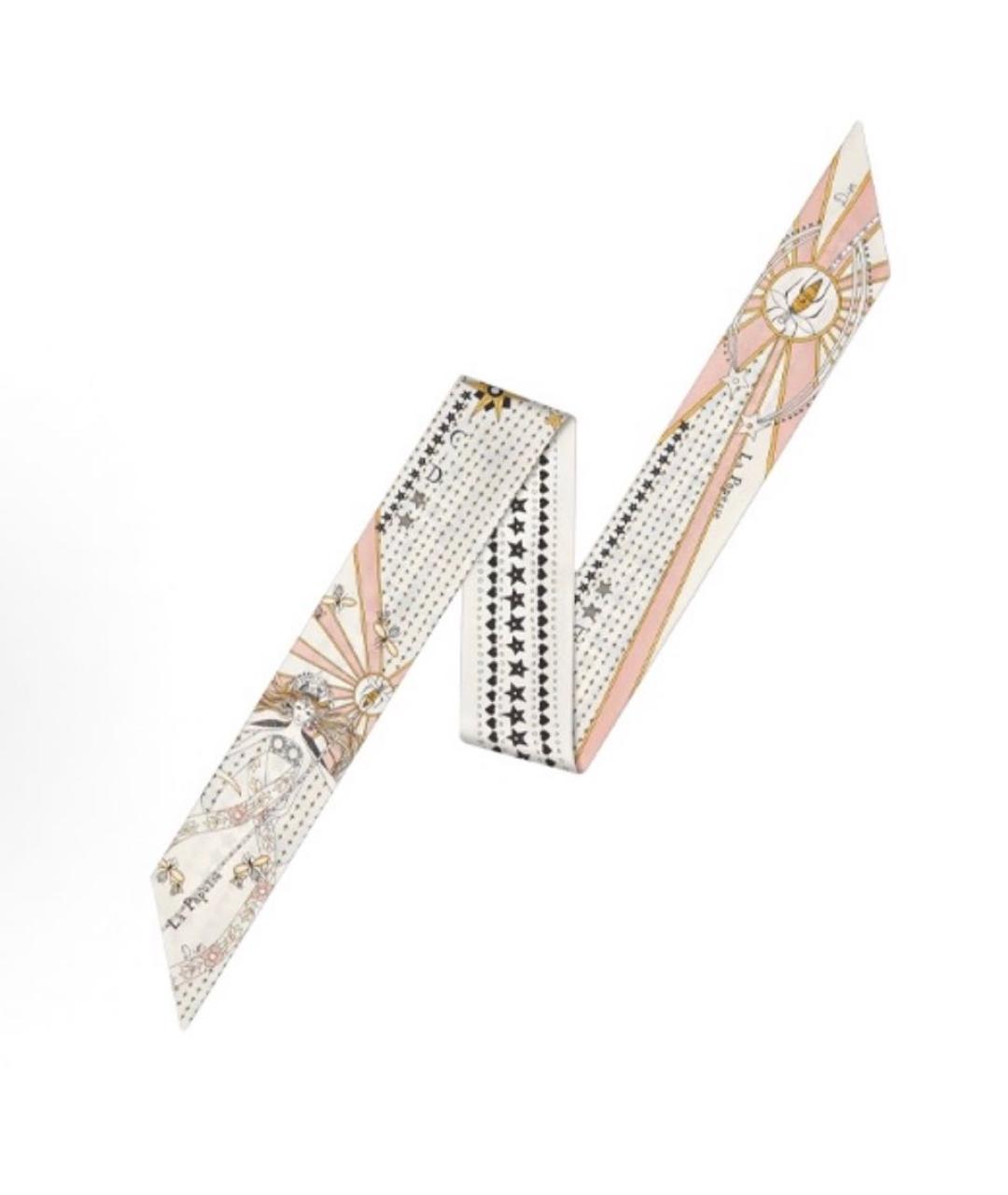 CHRISTIAN DIOR Белый шелковый шарф, фото 5