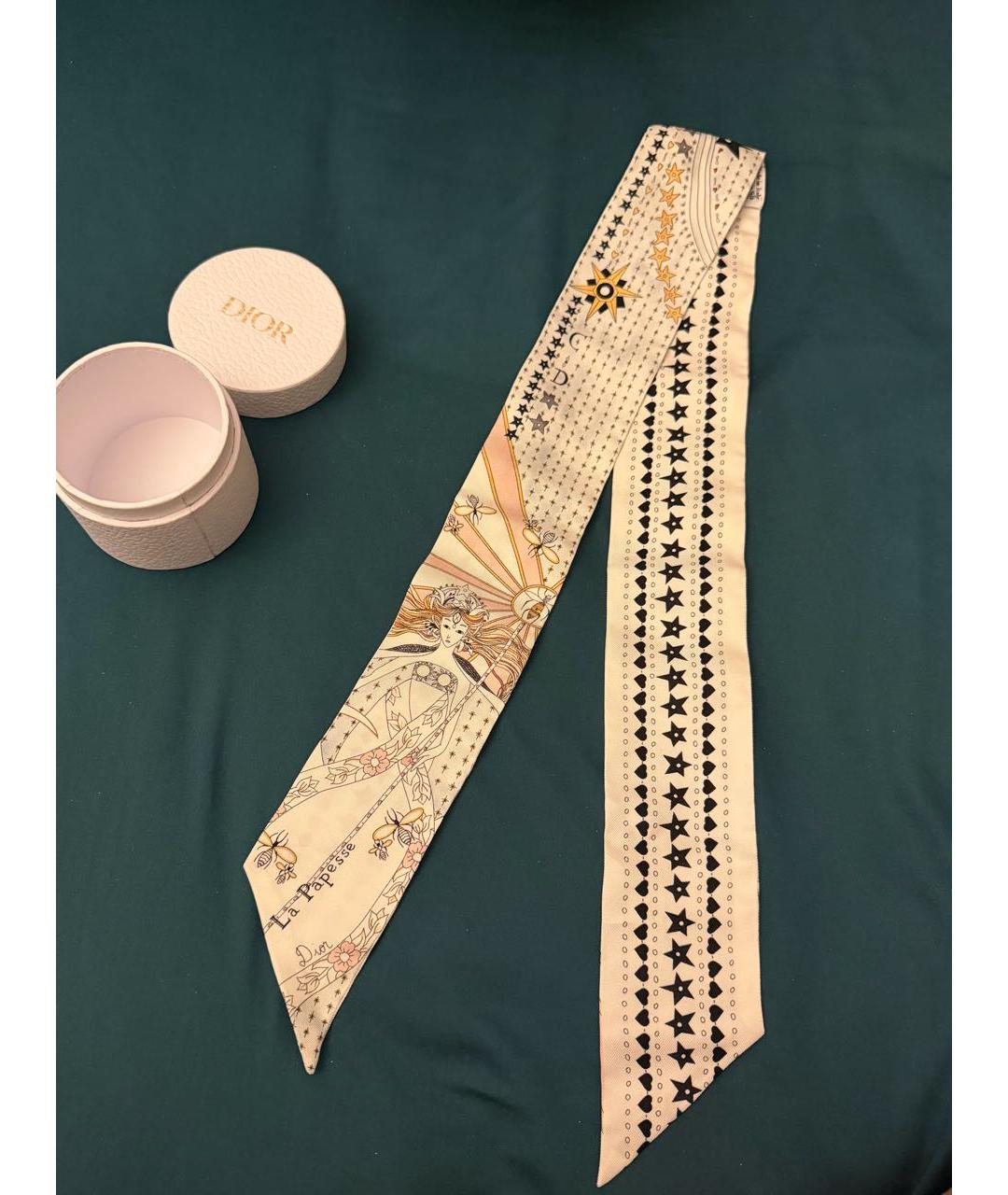 CHRISTIAN DIOR Белый шелковый шарф, фото 2