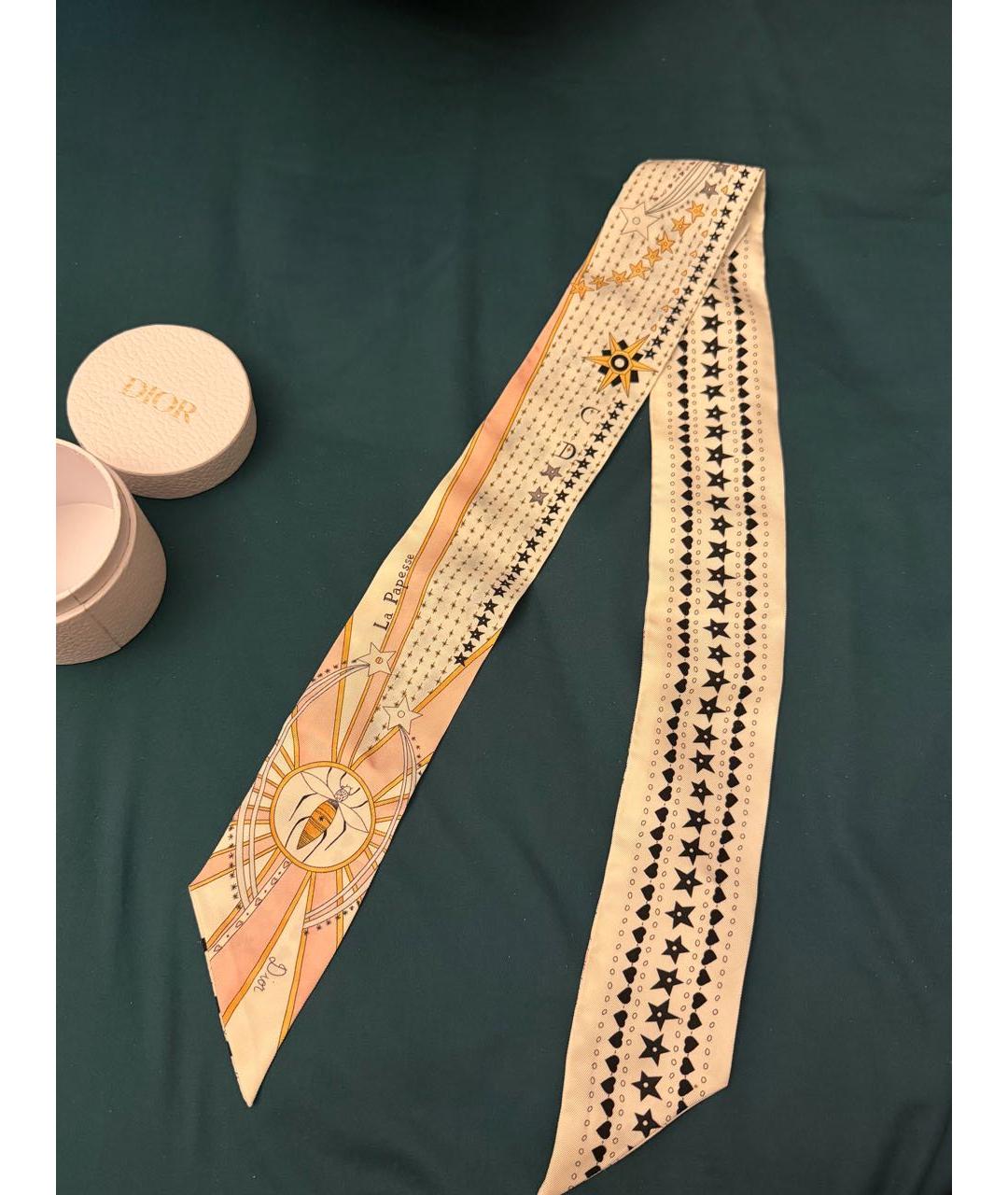 CHRISTIAN DIOR Белый шелковый шарф, фото 3