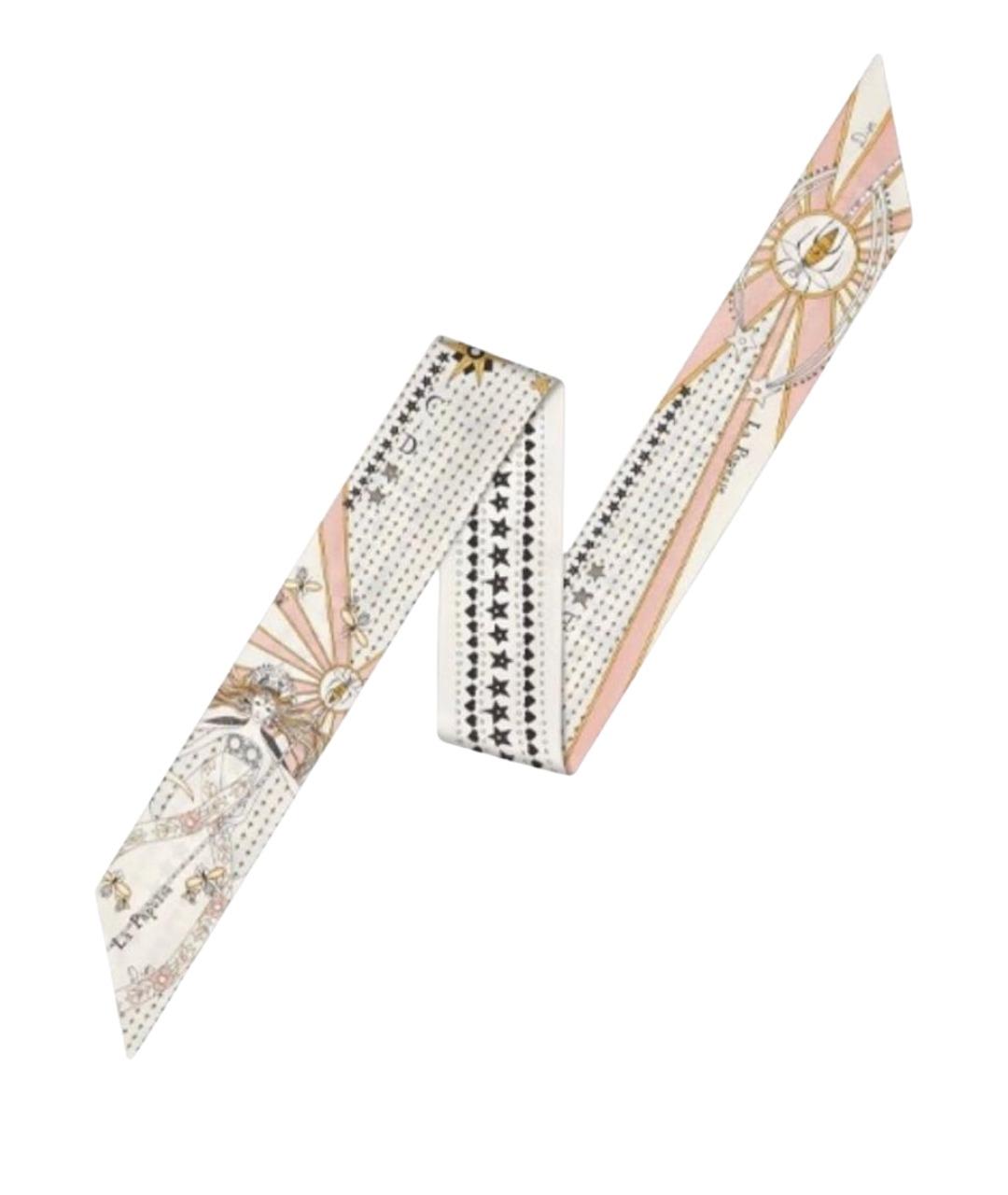 CHRISTIAN DIOR Белый шелковый шарф, фото 1