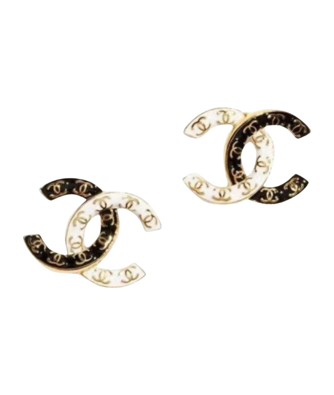 CHANEL Белые металлические серьги, фото 1