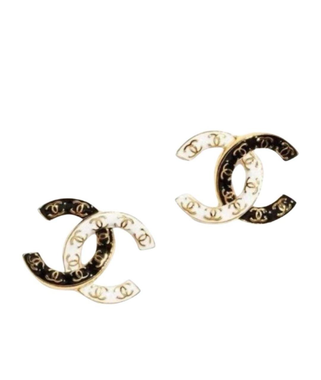 CHANEL Белые металлические серьги, фото 3
