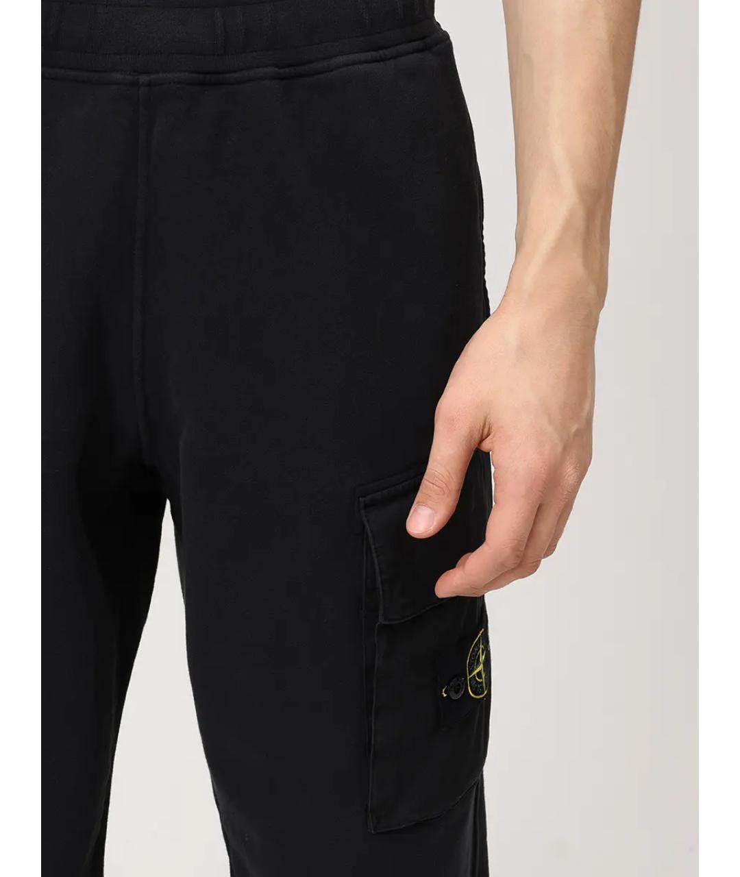 STONE ISLAND Черные хлопковые повседневные брюки, фото 5