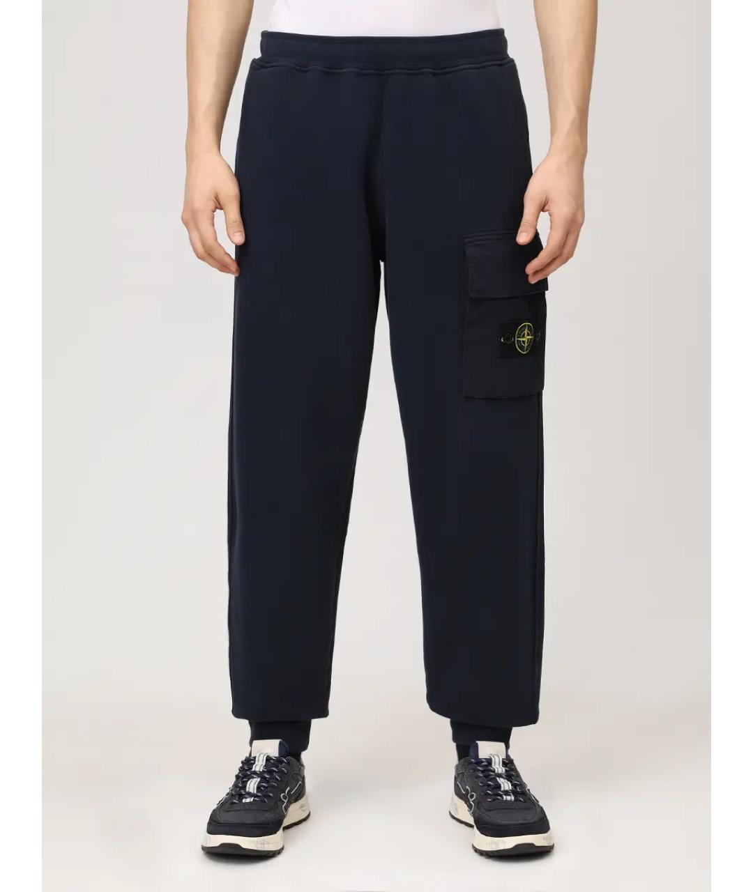 STONE ISLAND Синие хлопковые повседневные брюки, фото 4