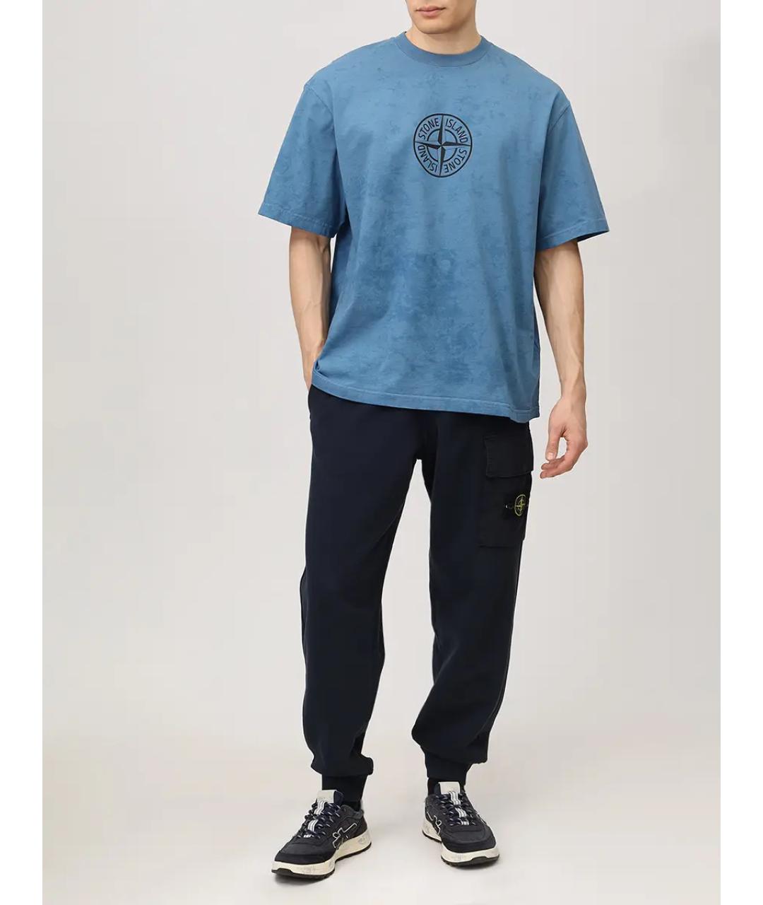 STONE ISLAND Синие хлопковые повседневные брюки, фото 2