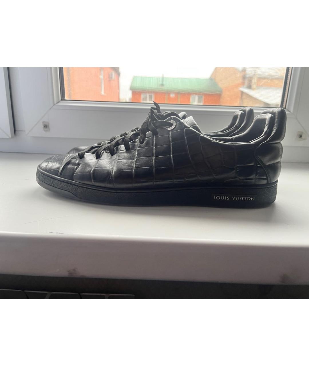 LOUIS VUITTON Черные кожаные низкие кроссовки / кеды, фото 8