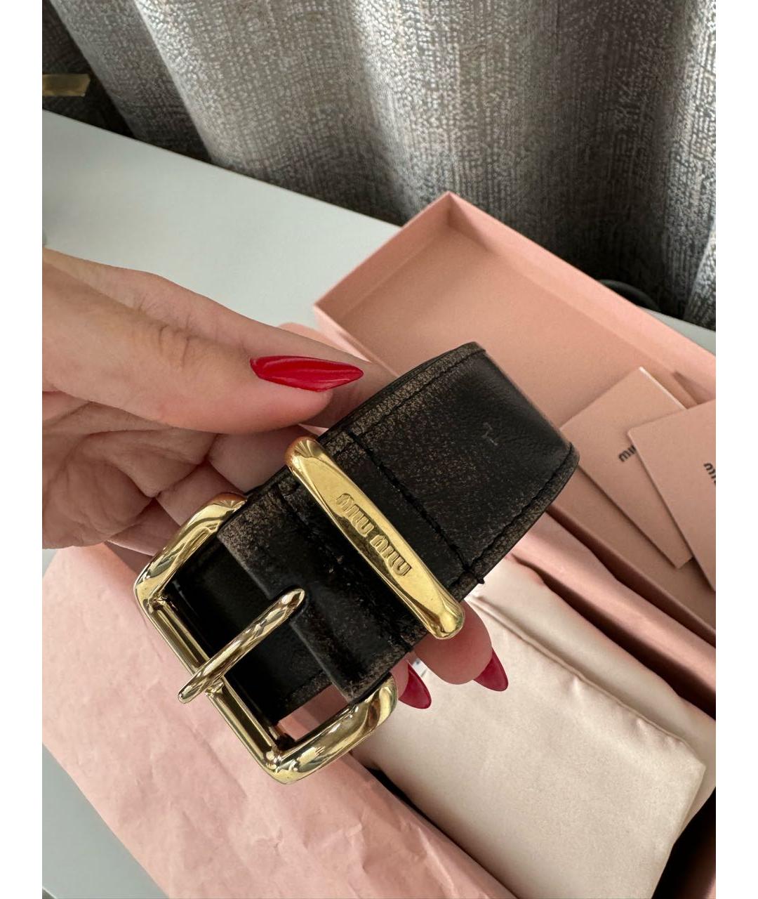 MIU MIU Черный кожаный ремень, фото 4