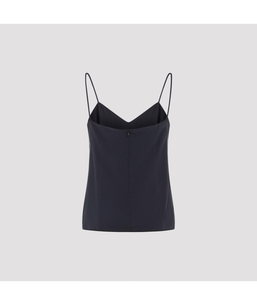 MAX MARA Темно-синяя шелковая блузы, фото 3