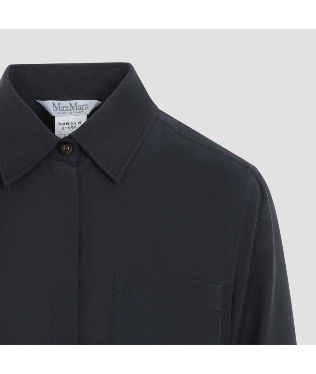 MAX MARA Темно-синяя шелковая рубашка, фото 4