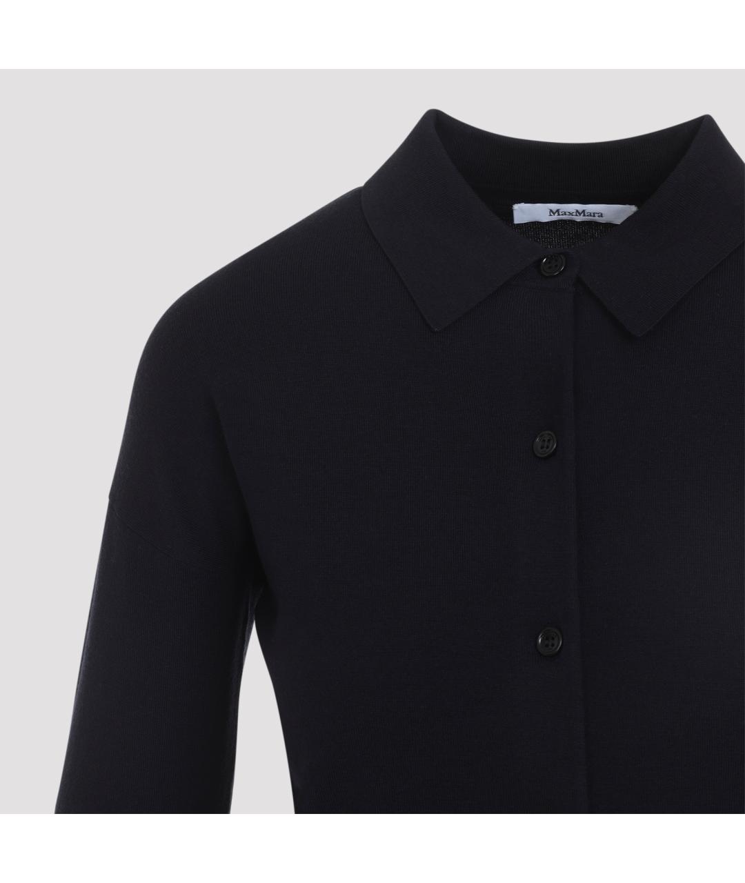MAX MARA Темно-синий шерстяной кардиган, фото 4