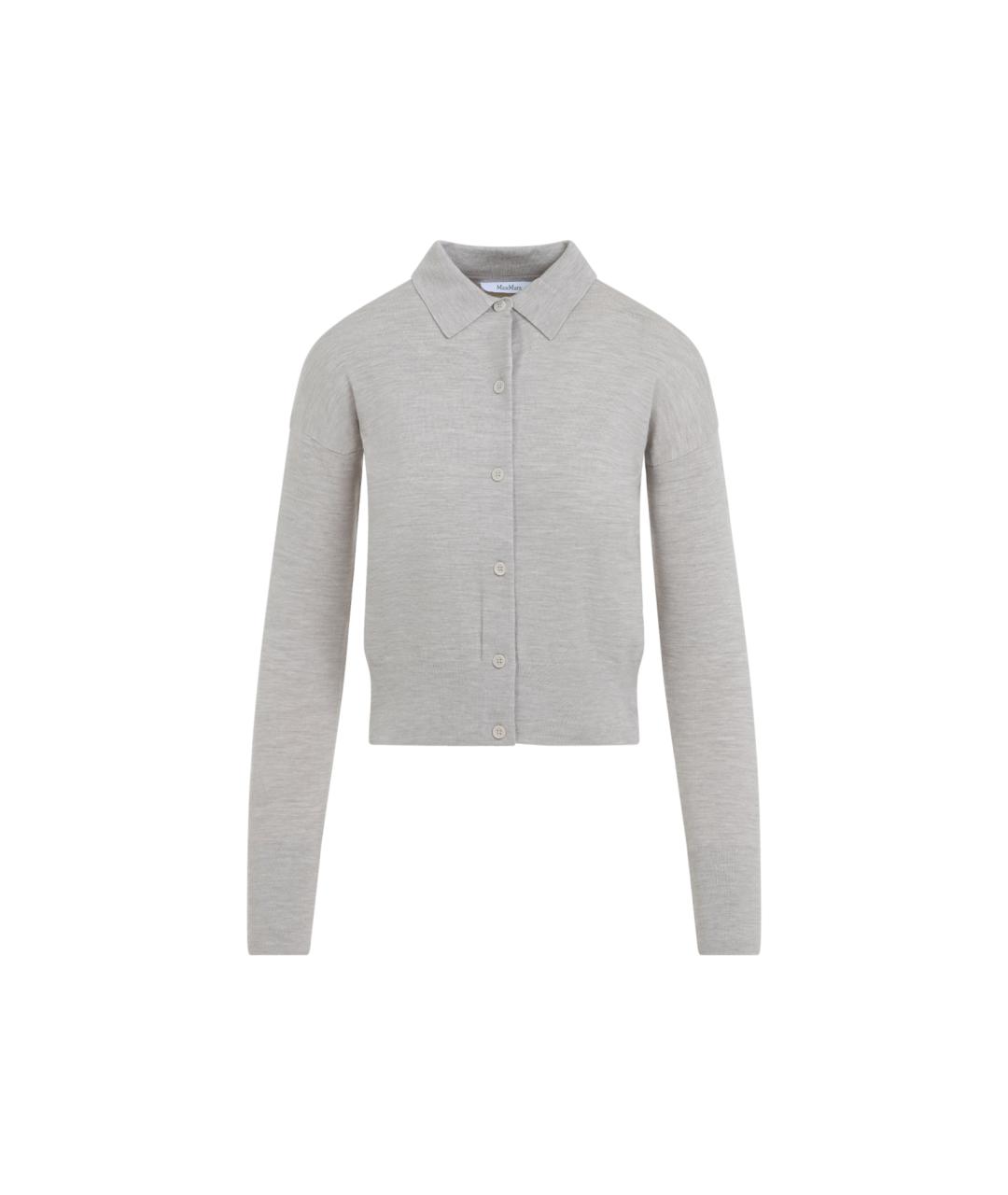 MAX MARA Серый шерстяной кардиган, фото 1