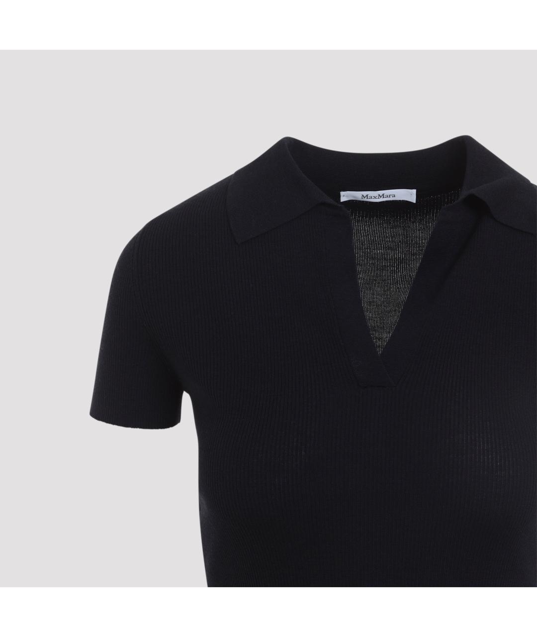 MAX MARA Темно-синяя шерстяная футболка, фото 4