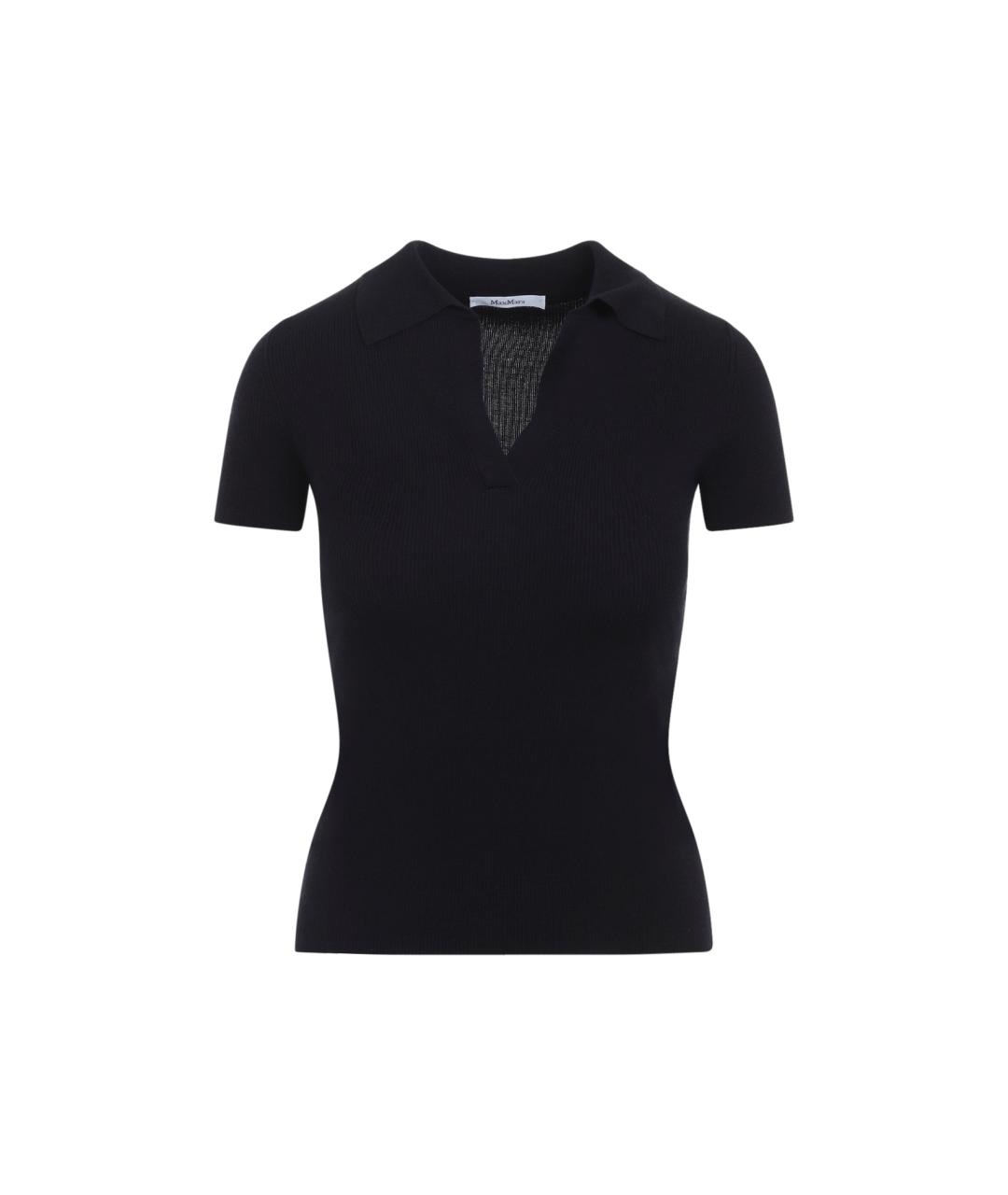 MAX MARA Темно-синяя шерстяная футболка, фото 1