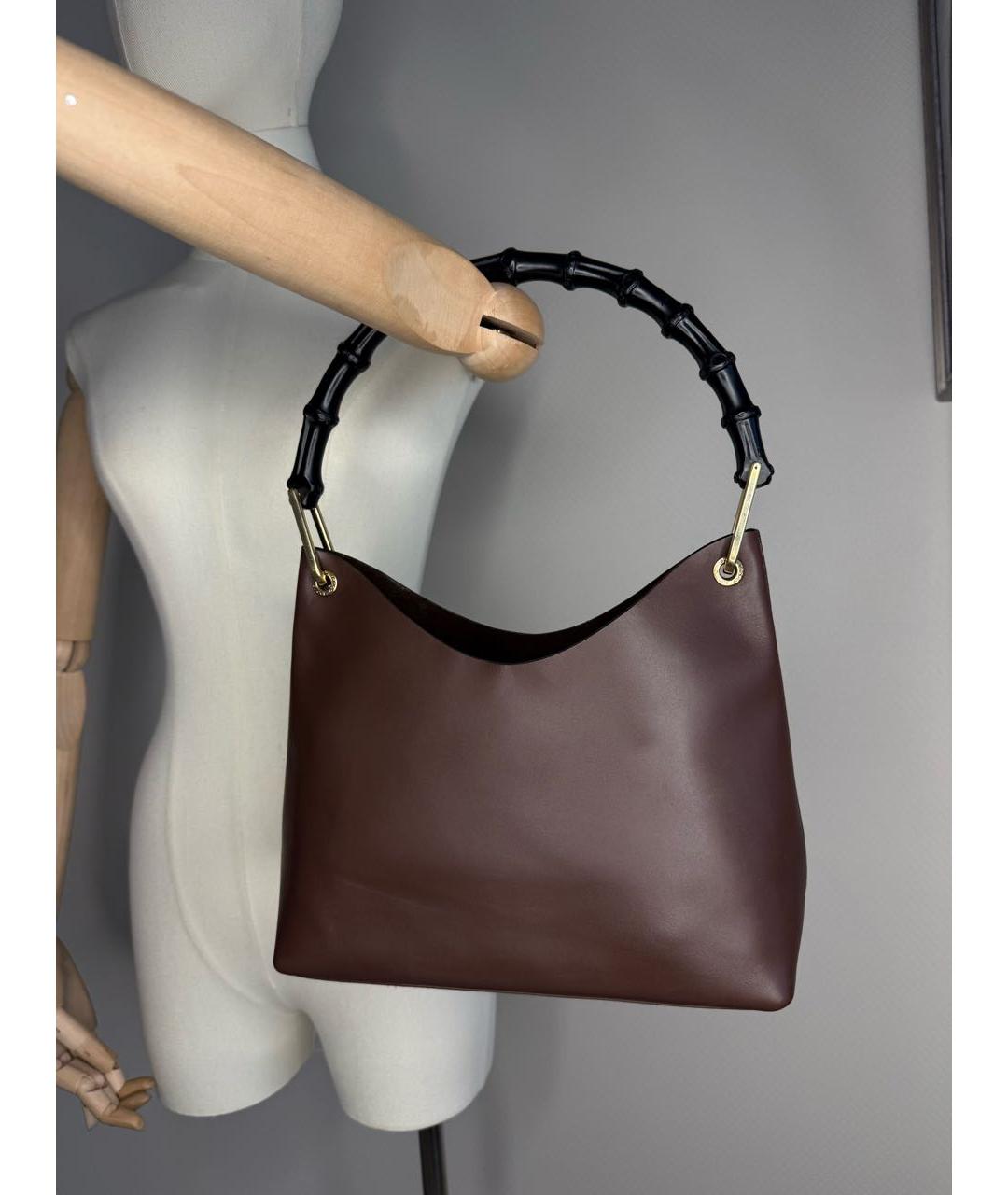 GUCCI Коричневая кожаная сумка с короткими ручками, фото 9