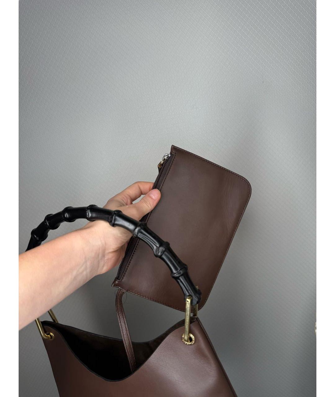 GUCCI Коричневая кожаная сумка с короткими ручками, фото 7