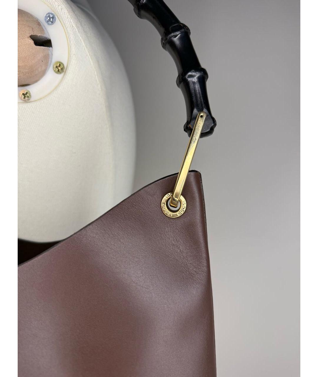 GUCCI Коричневая кожаная сумка с короткими ручками, фото 4