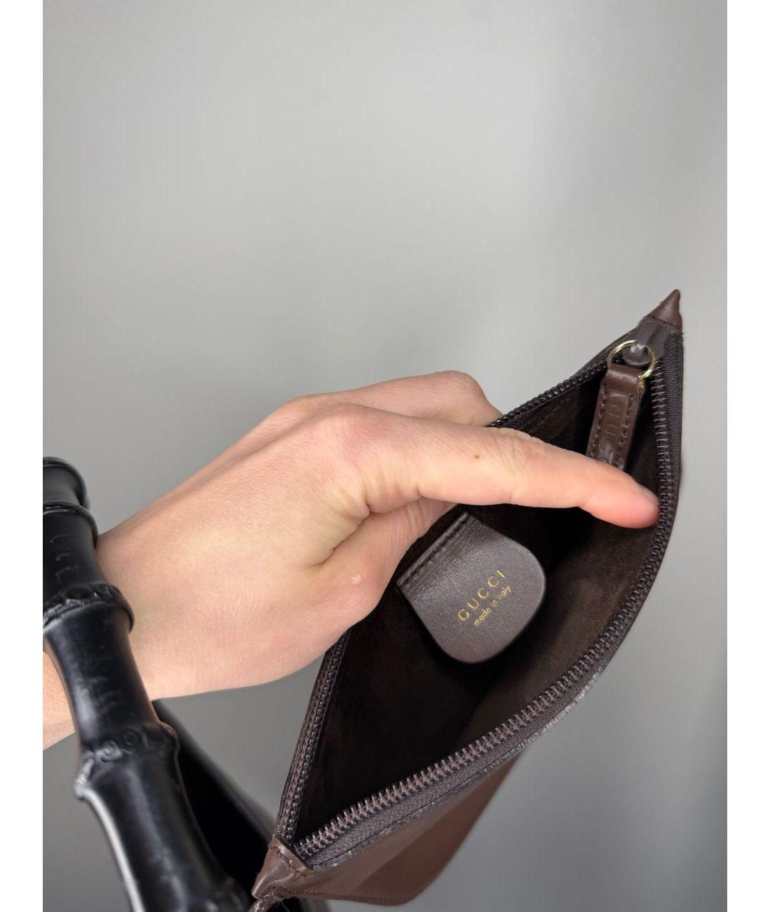 GUCCI Коричневая кожаная сумка с короткими ручками, фото 8