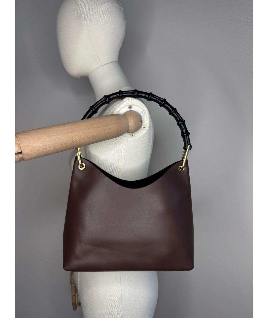 GUCCI Коричневая кожаная сумка с короткими ручками, фото 5