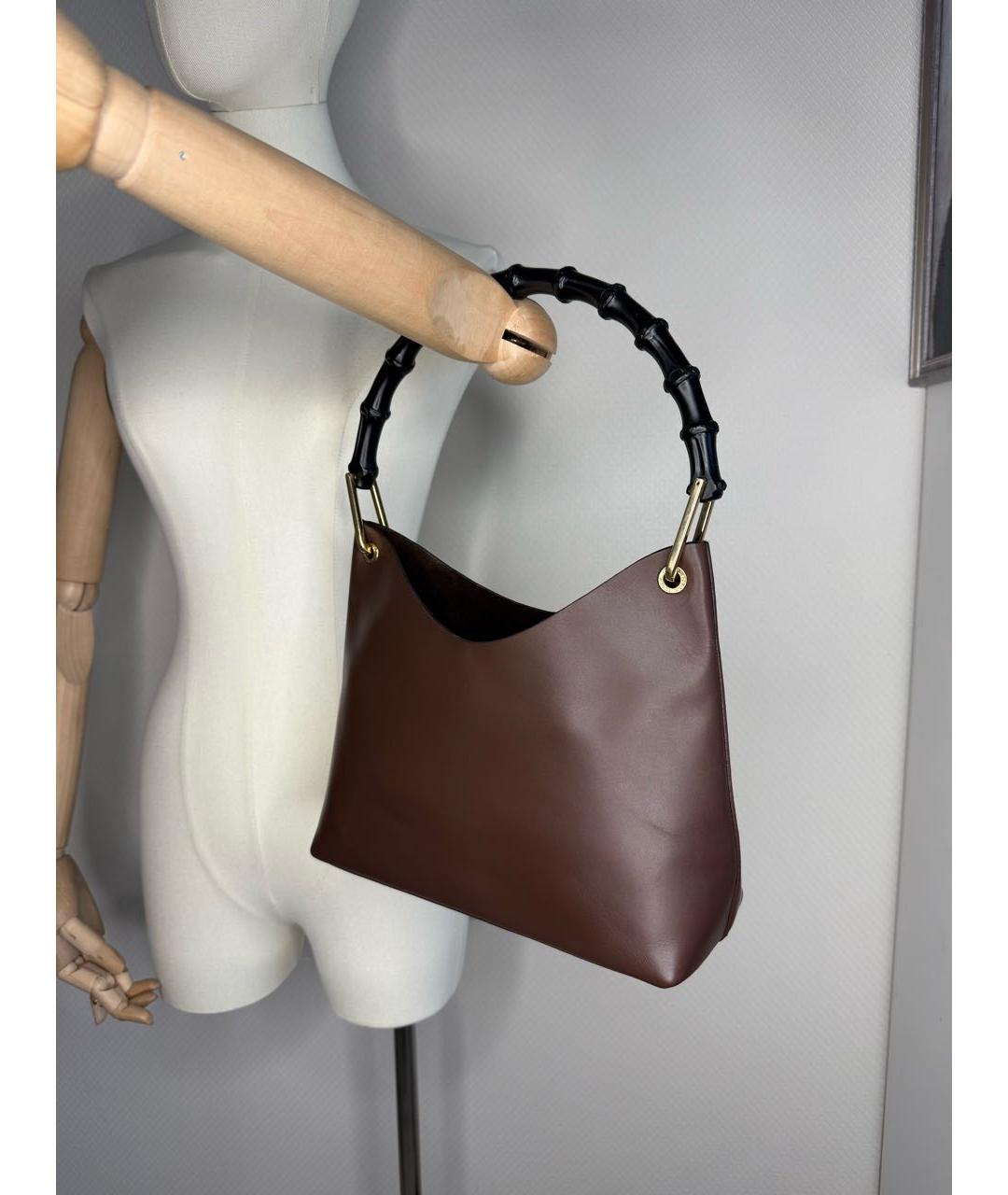 GUCCI Коричневая кожаная сумка с короткими ручками, фото 3