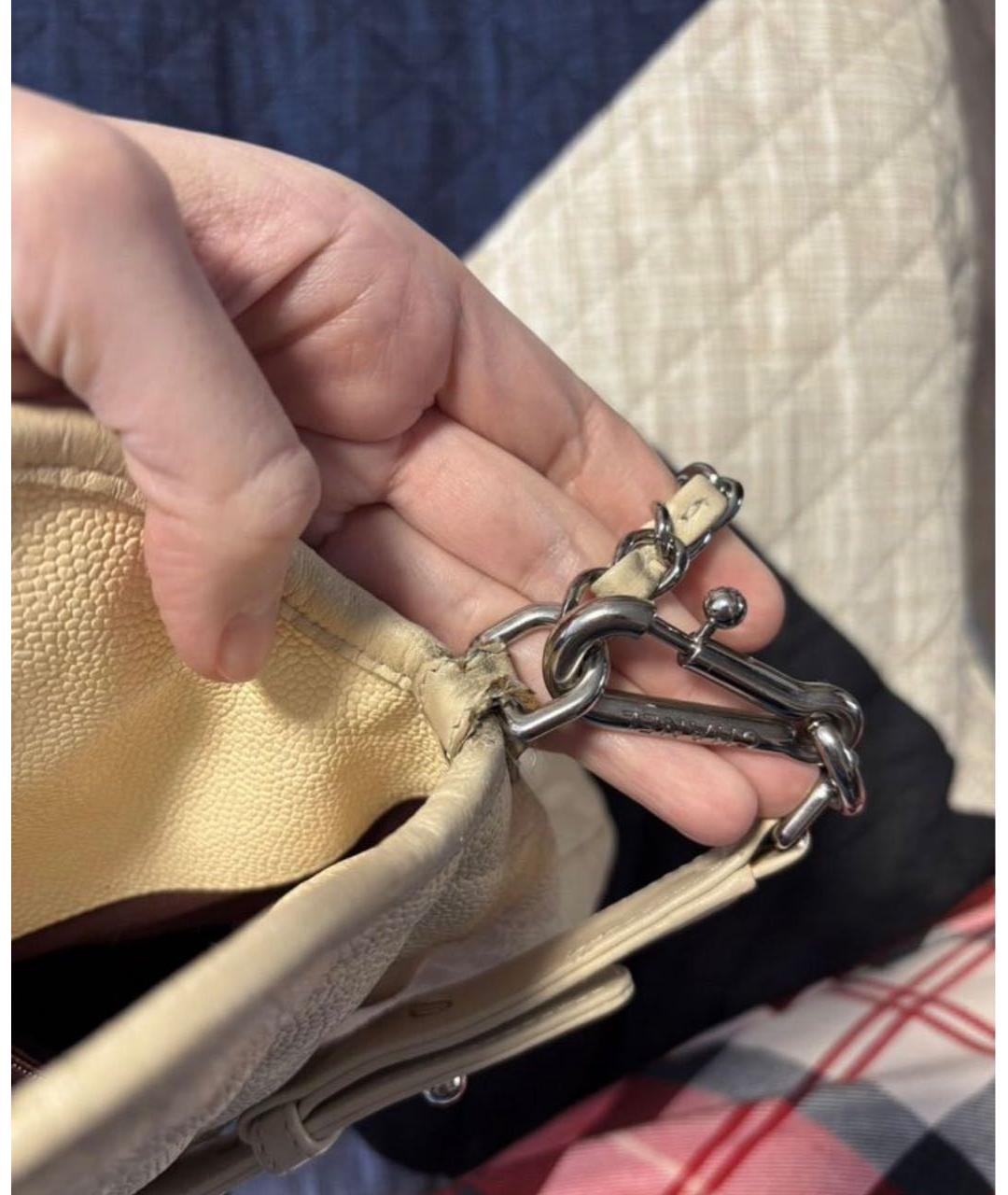 CHANEL Бежевая кожаная сумка через плечо, фото 7