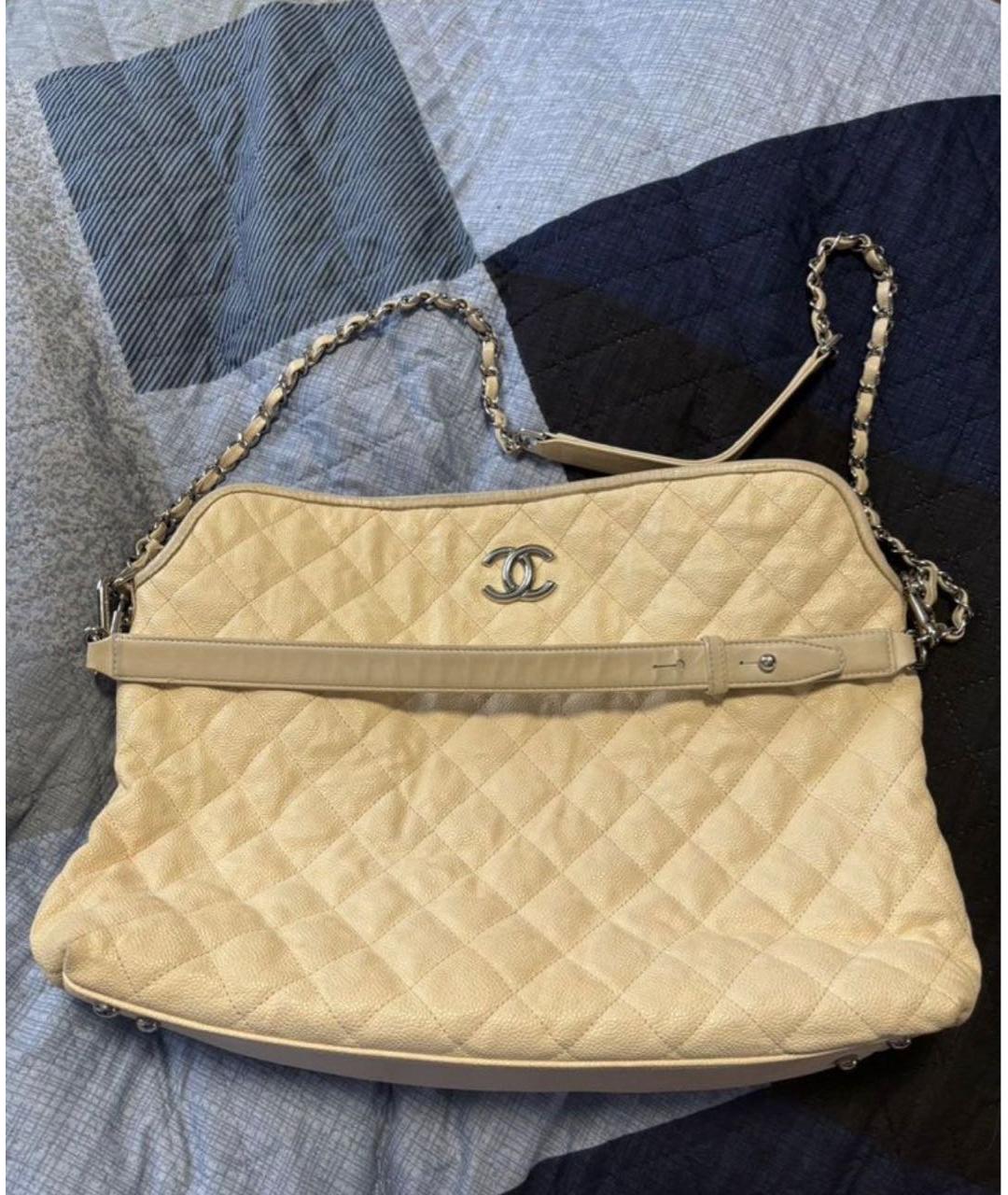 CHANEL Бежевая кожаная сумка через плечо, фото 8