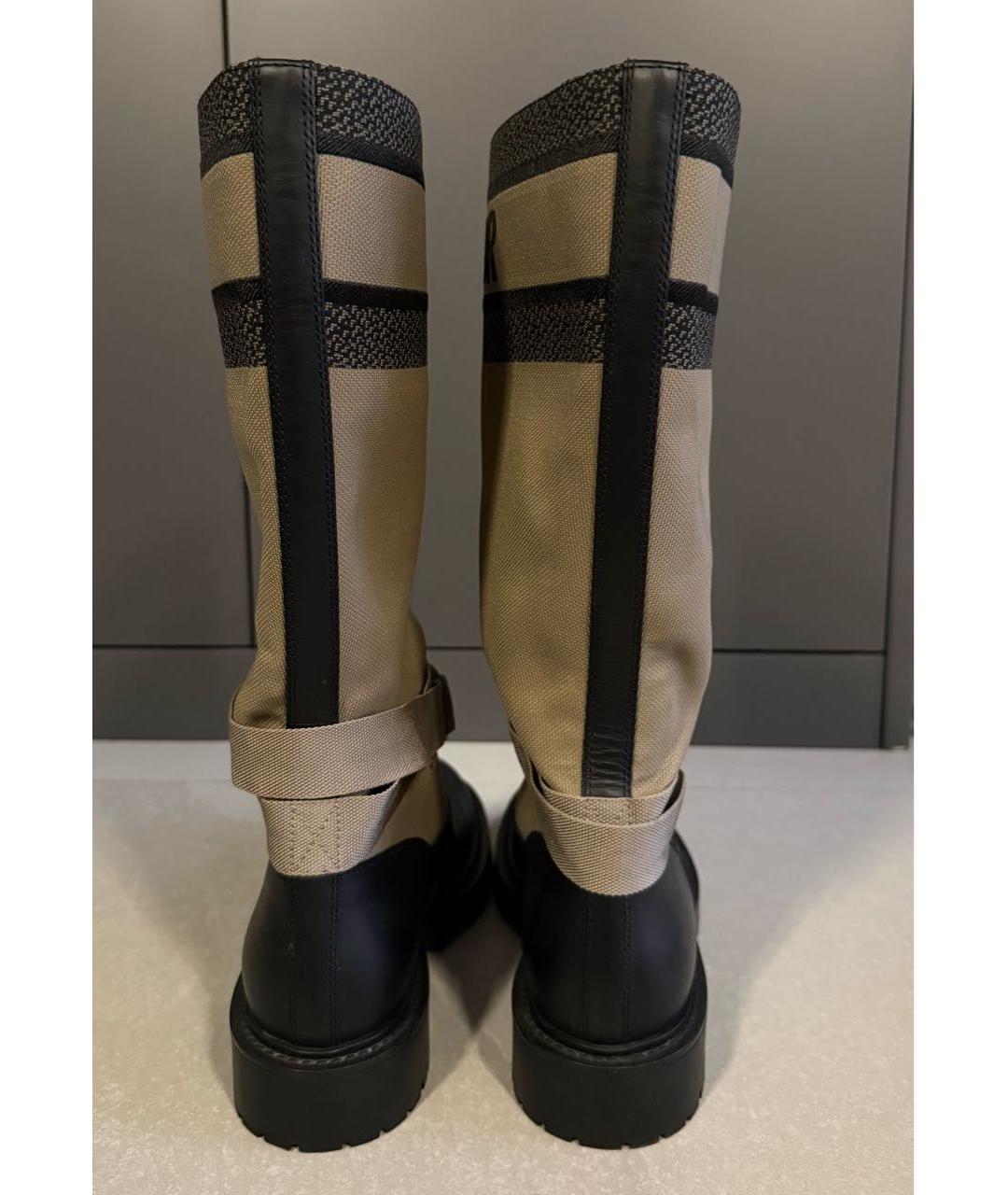 CHRISTIAN DIOR Бежевые текстильные сапоги, фото 4