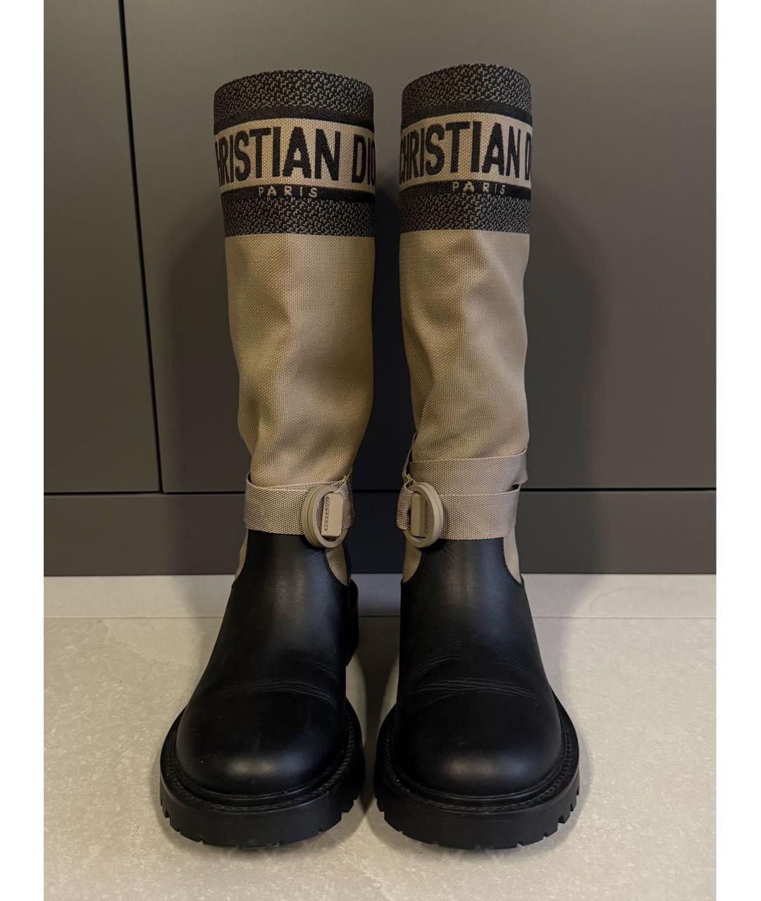 CHRISTIAN DIOR Бежевые текстильные сапоги, фото 2