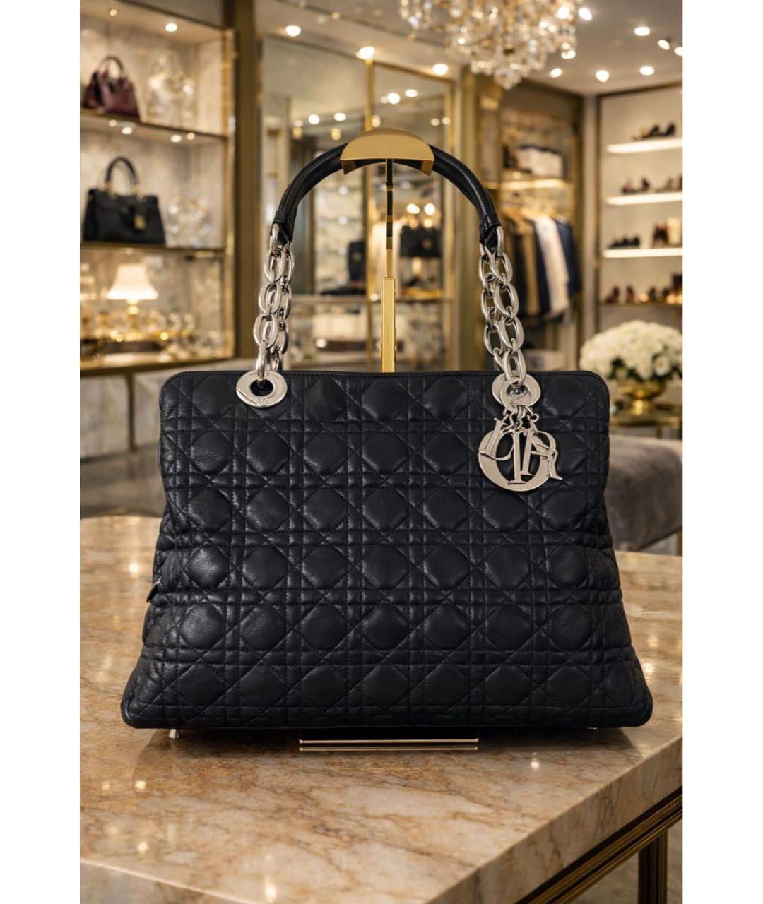 CHRISTIAN DIOR Черная кожаная сумка с короткими ручками, фото 9