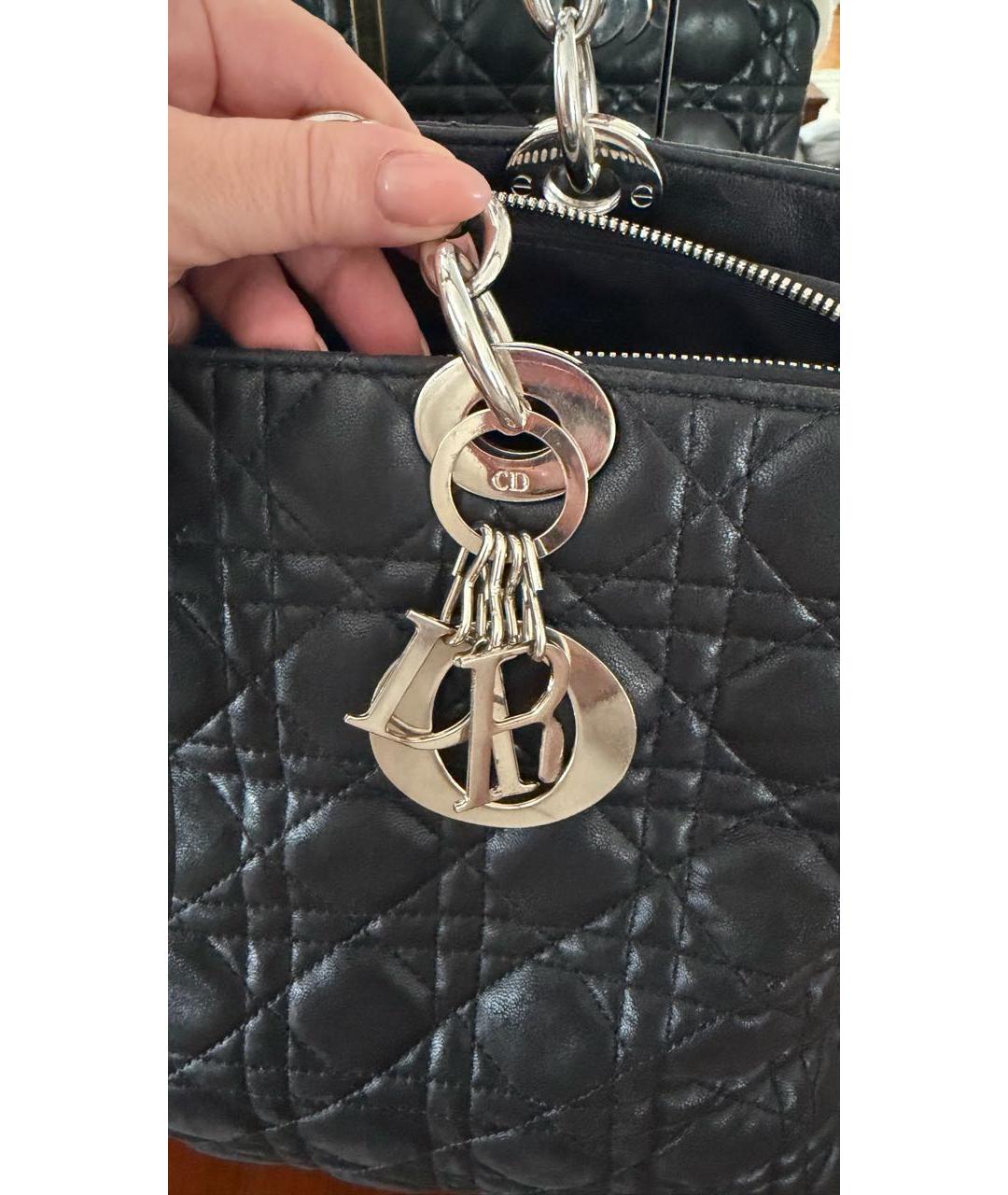 CHRISTIAN DIOR Черная кожаная сумка с короткими ручками, фото 7
