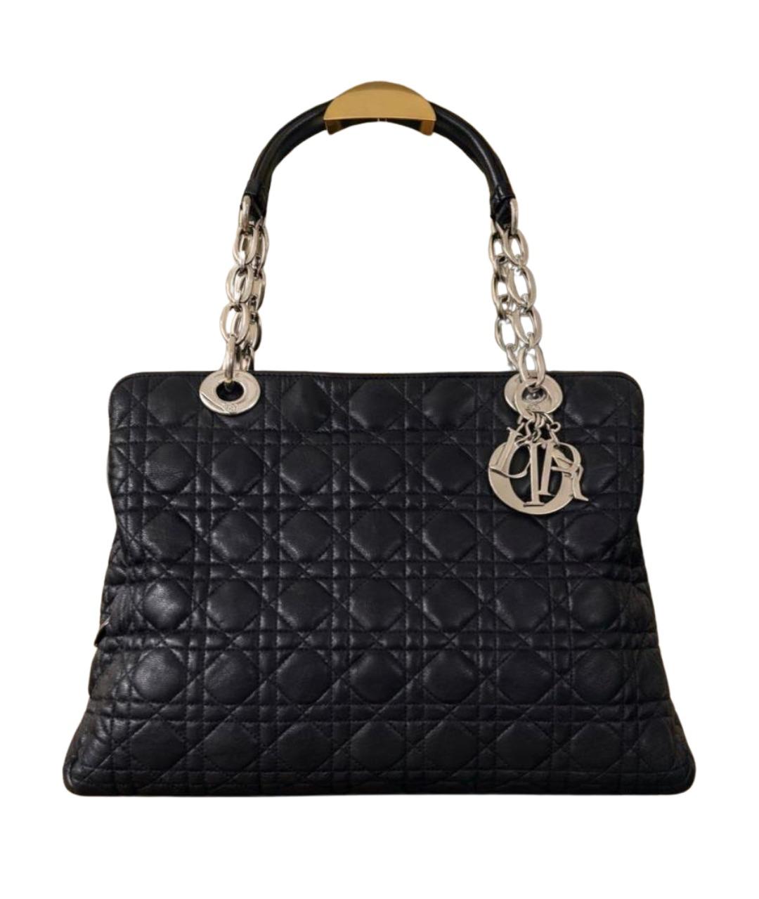 CHRISTIAN DIOR Черная кожаная сумка с короткими ручками, фото 1