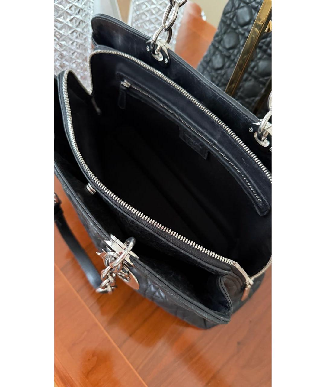 CHRISTIAN DIOR Черная кожаная сумка с короткими ручками, фото 4