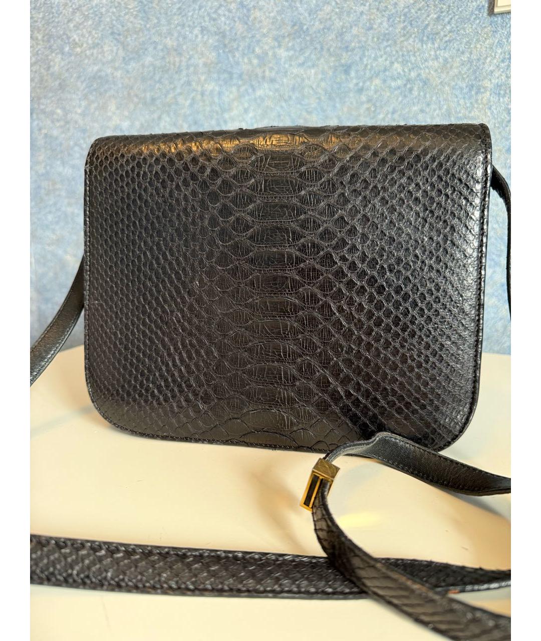 CELINE Черная сумка через плечо из экзотической кожи, фото 3