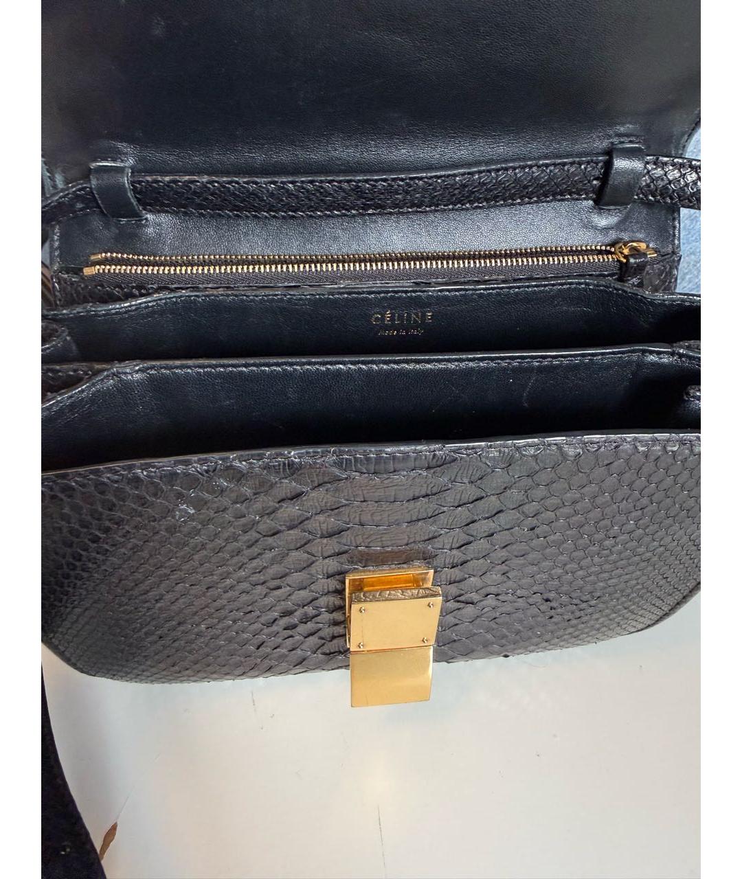 CELINE Черная сумка через плечо из экзотической кожи, фото 4