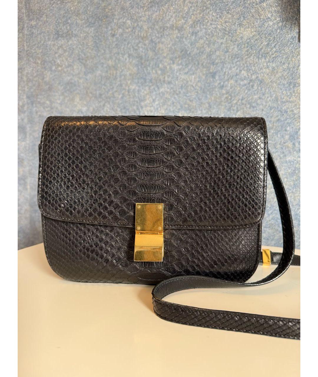CELINE Черная сумка через плечо из экзотической кожи, фото 5