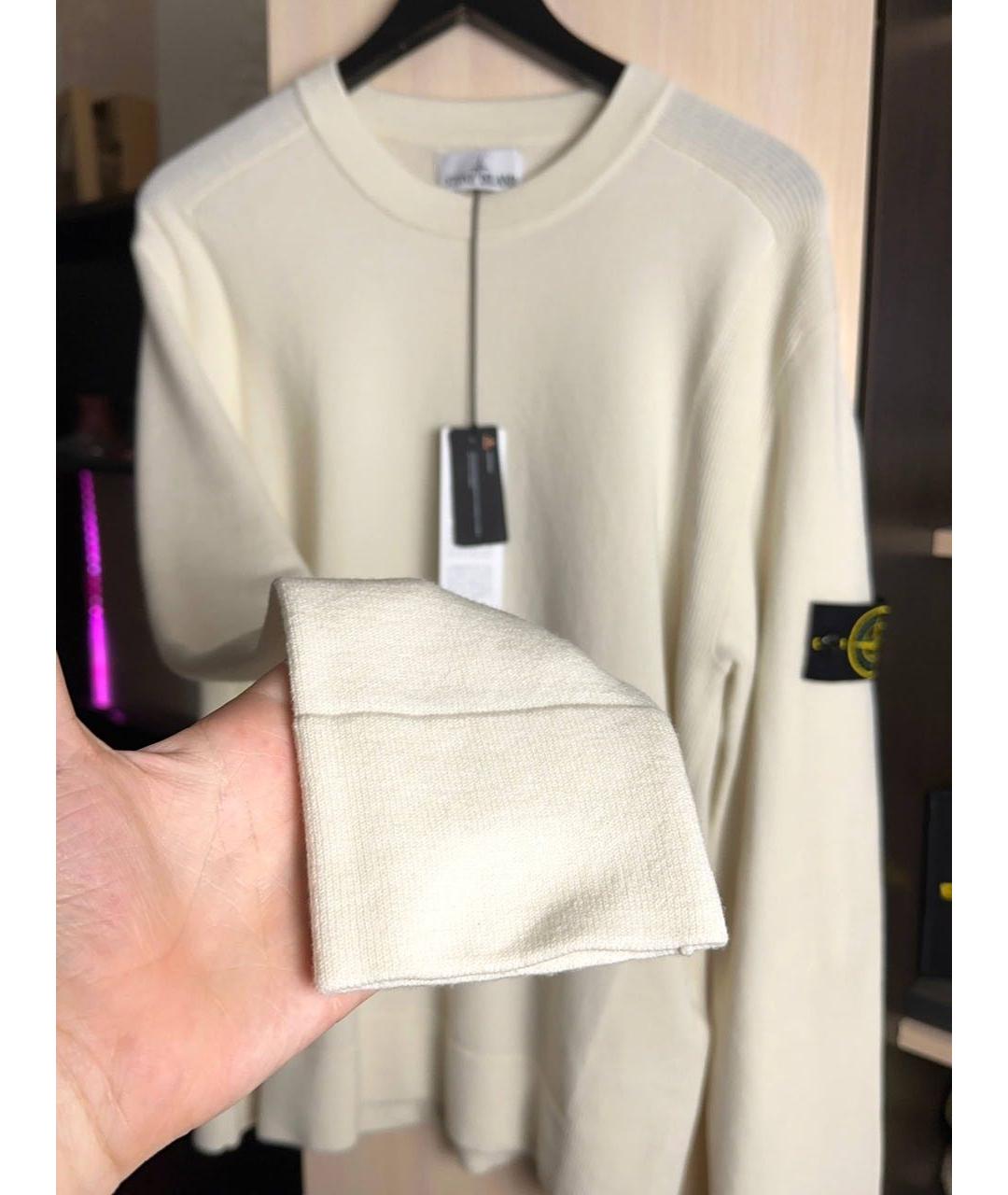 STONE ISLAND Бежевый шерстяной джемпер / свитер, фото 5