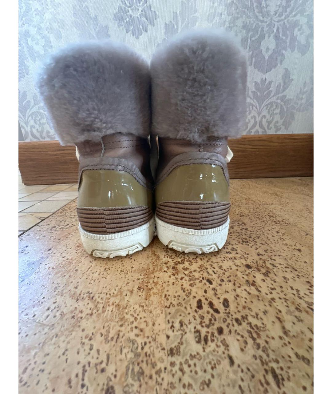 FERRAGAMO Серые кожаные ботинки, фото 4