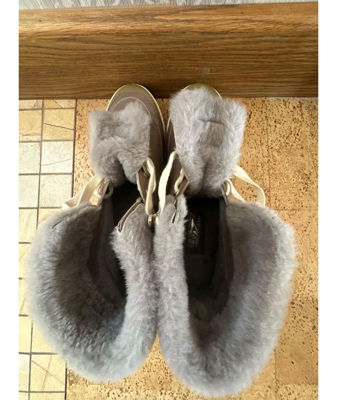 FERRAGAMO Серые кожаные ботинки, фото 3