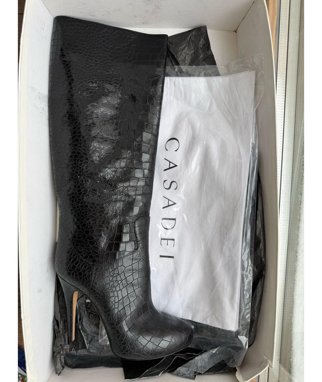 CASADEI Черные кожаные сапоги, фото 4