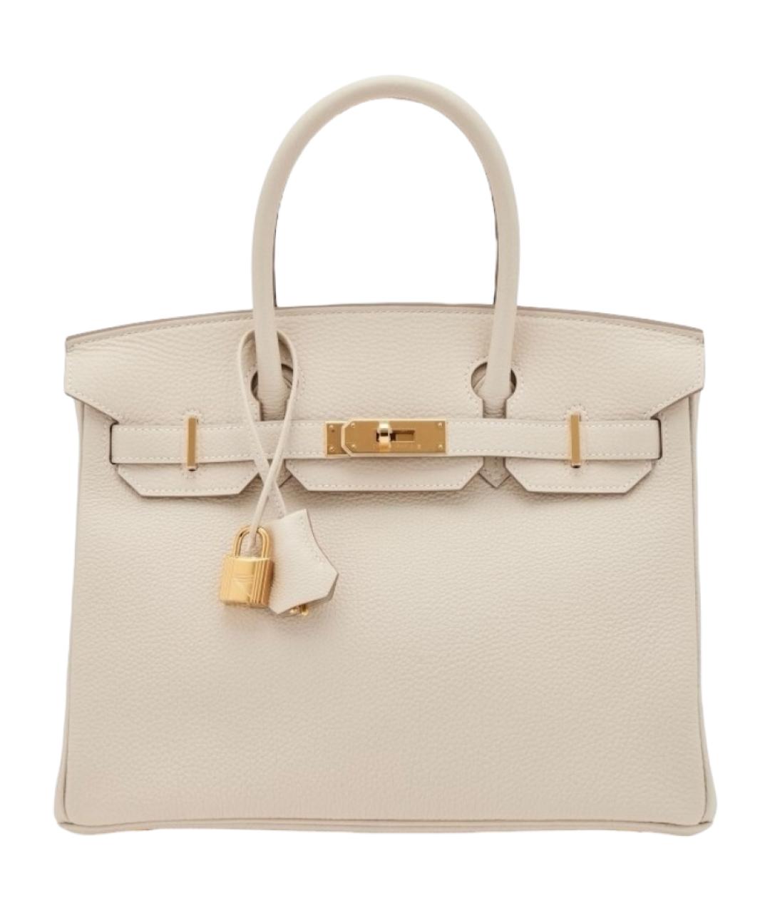 HERMES Белая кожаная сумка с короткими ручками, фото 1