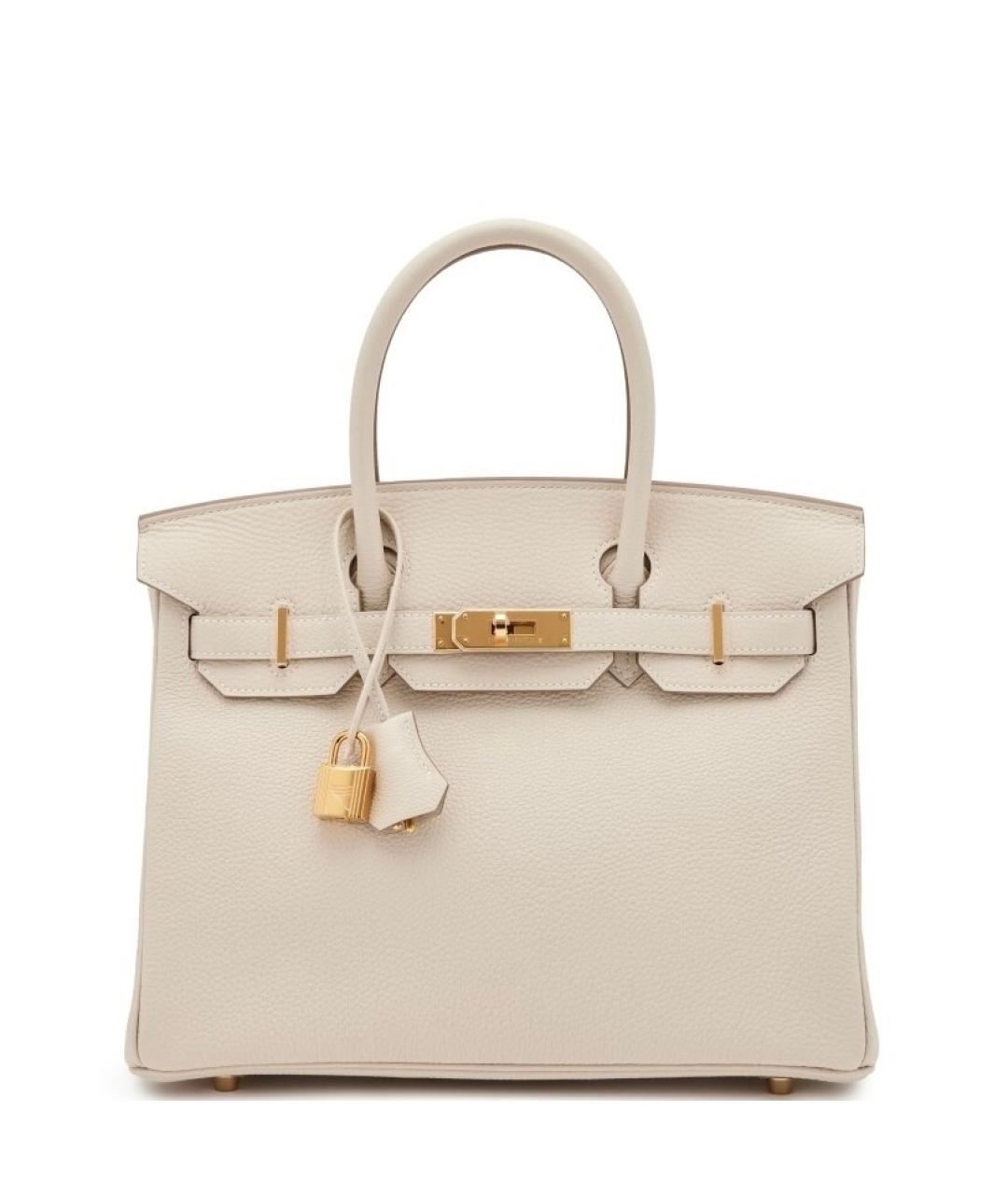 HERMES Белая кожаная сумка с короткими ручками, фото 2