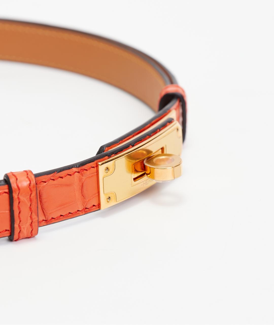 HERMES Оранжевый ремень из экзотической кожи, фото 3