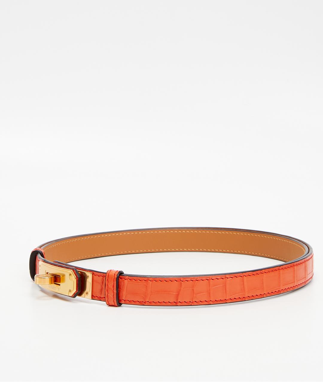 HERMES Оранжевый ремень из экзотической кожи, фото 2