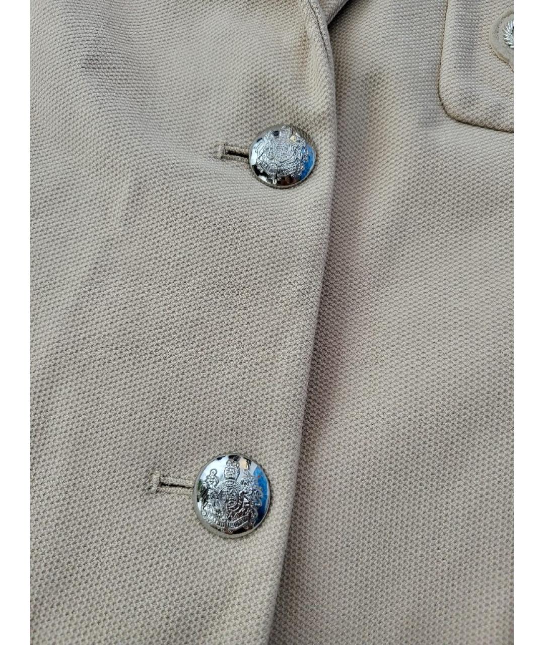 RALPH LAUREN Бежевый хлопко-эластановый жакет/пиджак, фото 6