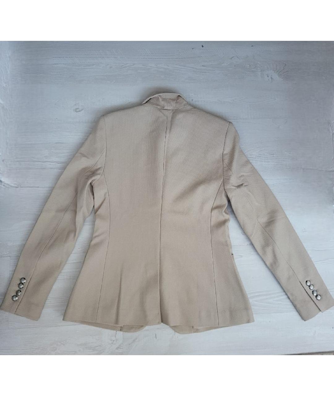 RALPH LAUREN Бежевый хлопко-эластановый жакет/пиджак, фото 3