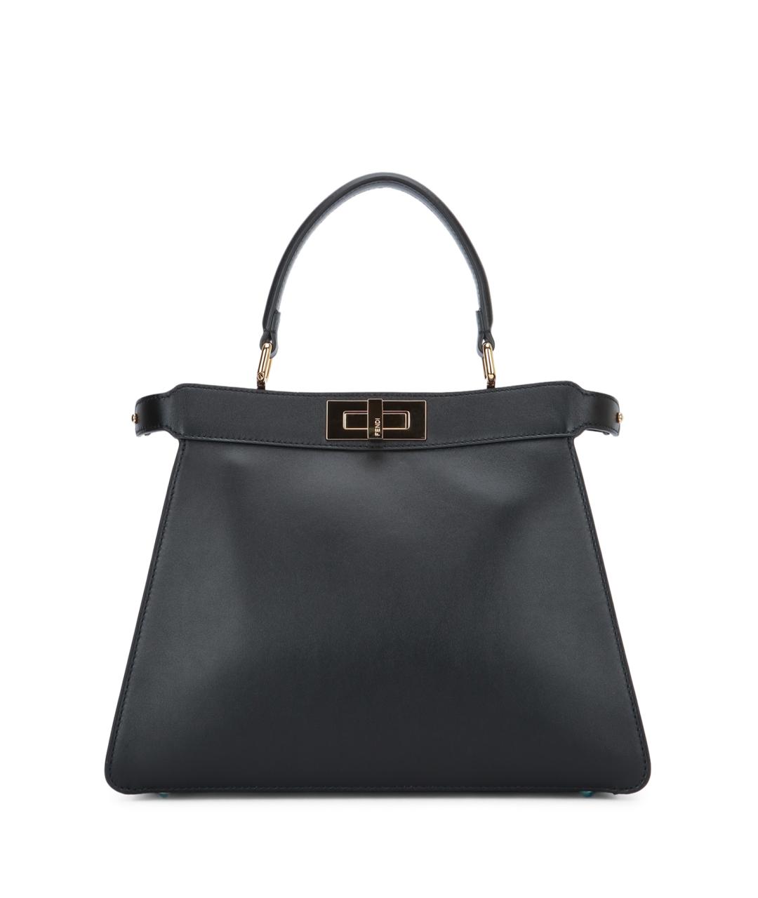 FENDI Черная кожаная сумка тоут, фото 1